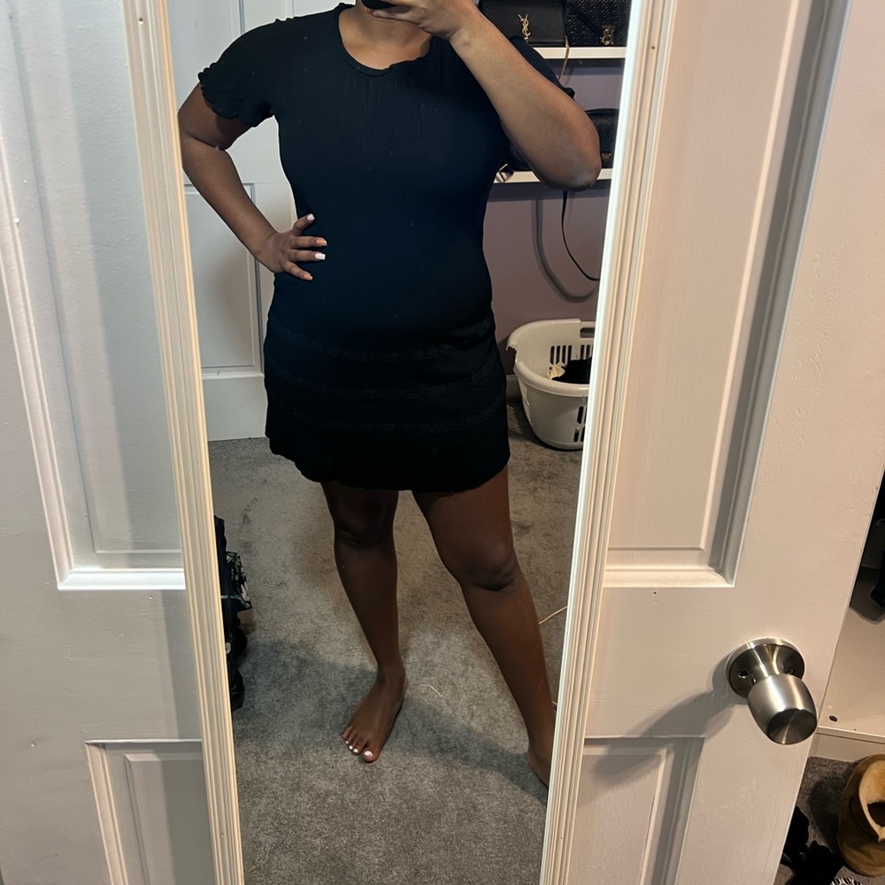 Black As U Wish Mini Dress with Ruffles